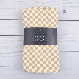 Homewear Fabric Dinner Napkins Set of 4 MckennaTan Check 18x18